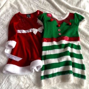 Holiday party ready. Holiday dresses for little girl. Size 4 and 4/5. Bundle.